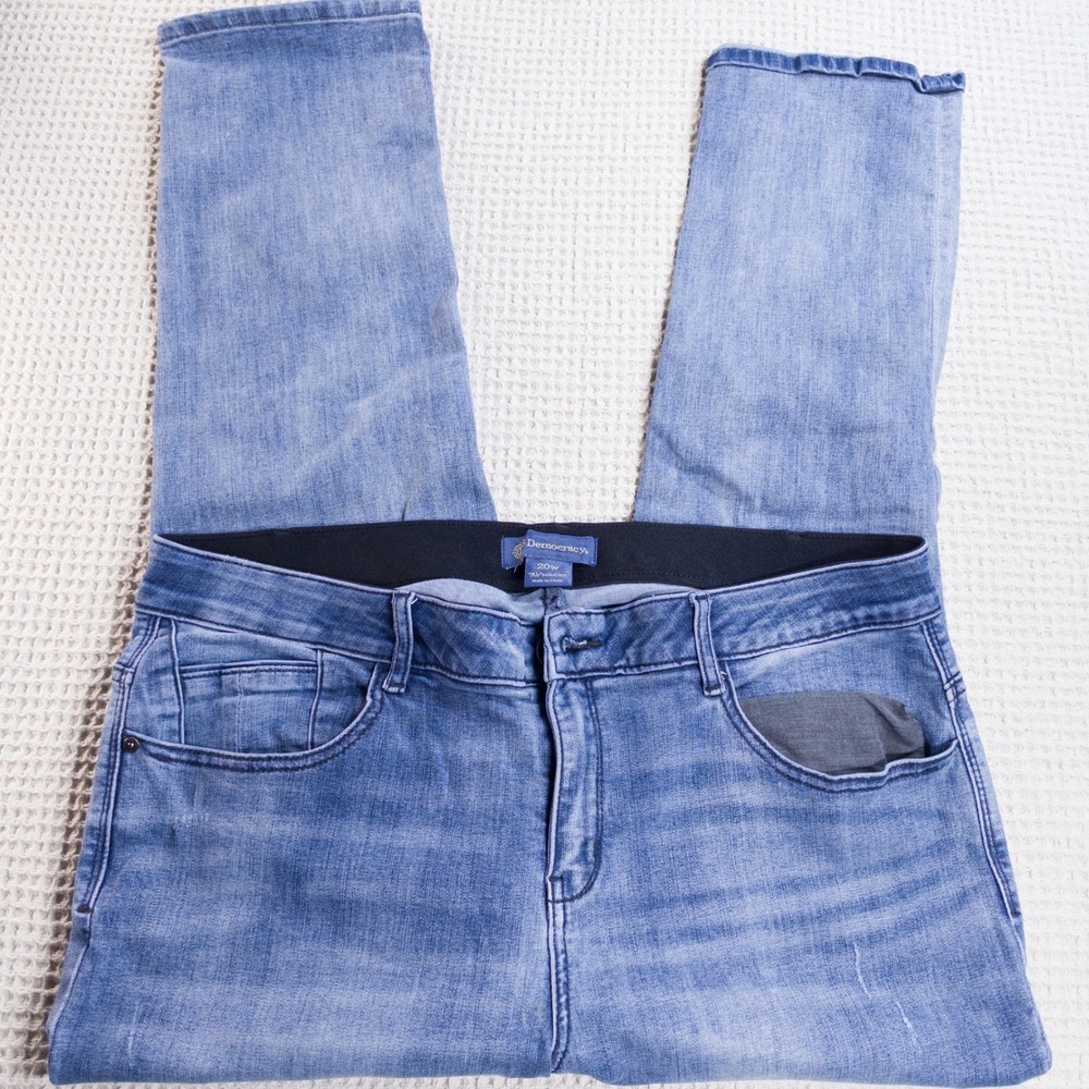 Democracy Ab solution Straight Leg Jeans Light Wash Blue Denim Plus Size 20W